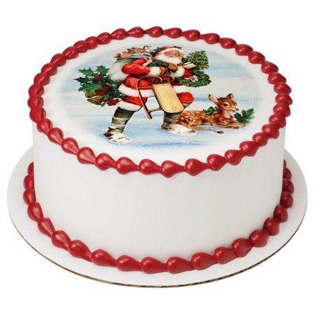 Santa & Reindeer Printed Cake 🎅🦌